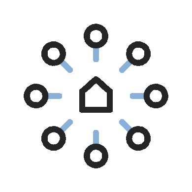 House with pins branching out