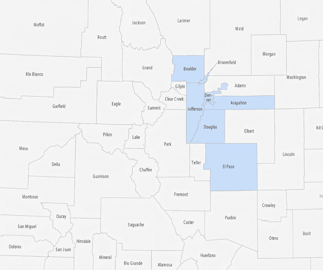 Colorado map highlighting counties Ownwell serves
